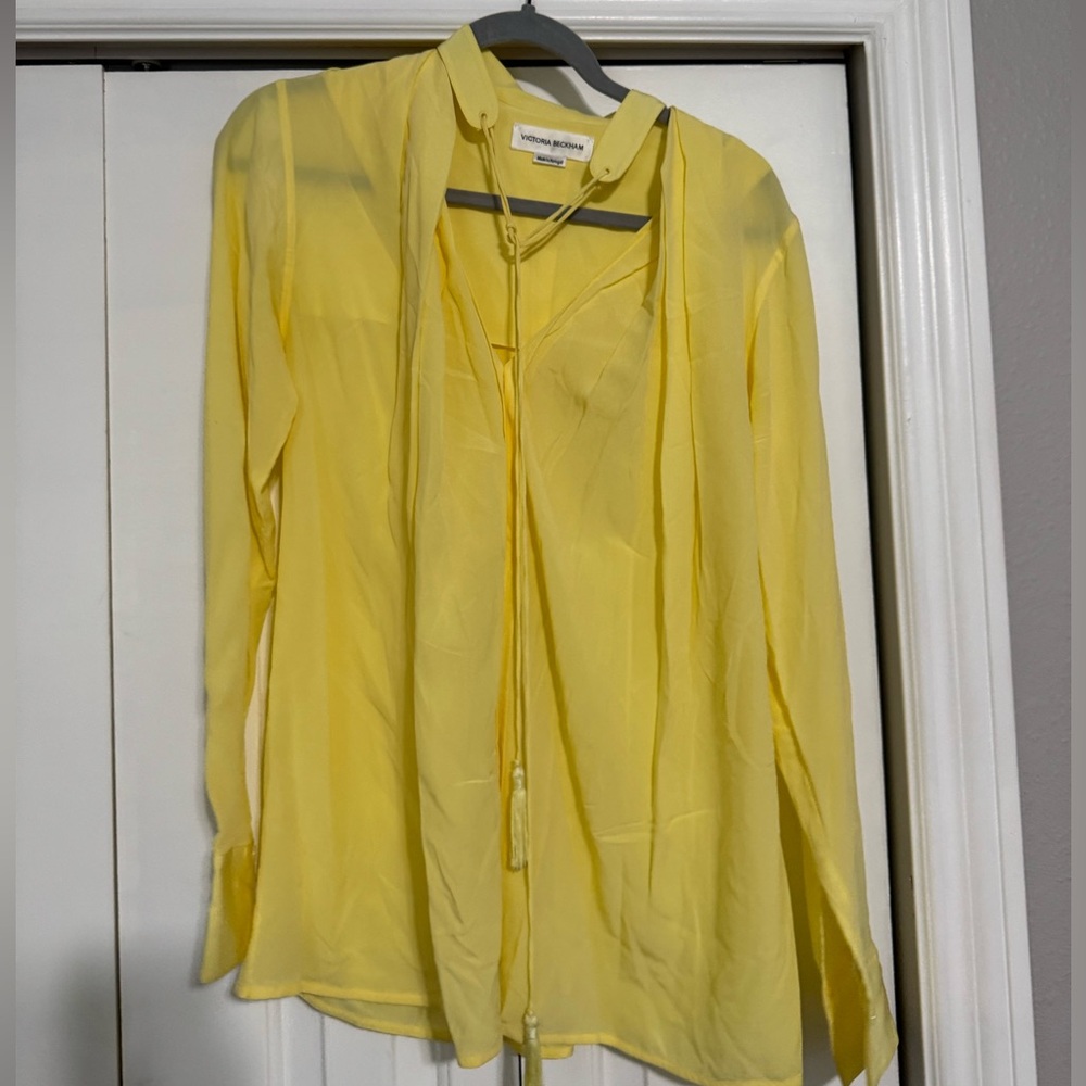 Victoria Beckham Cutout Tassel Silk Top - Picture 8 of 8